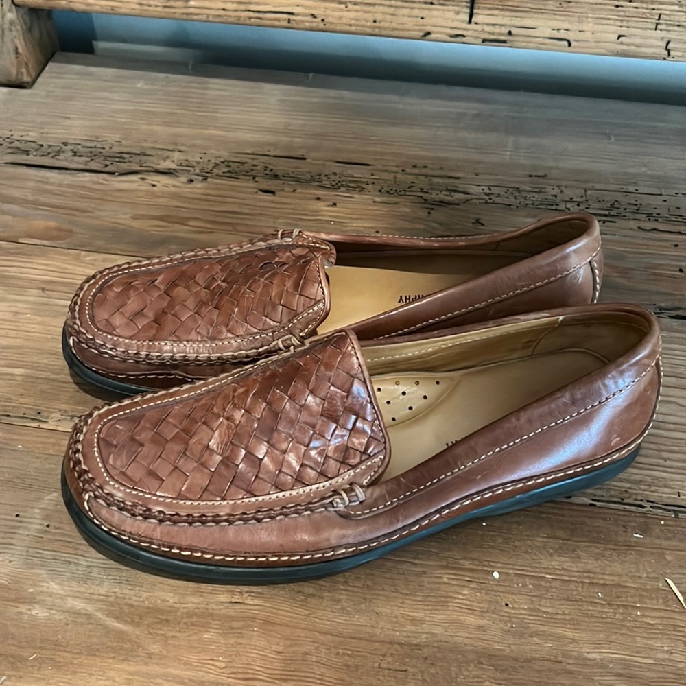 Johnston & Murphy Men’s Brown Woven Leather Loafers Size 11.5